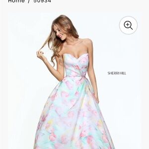 Sherri Hill Prom Dress Size 12 Floral Chiffon Style 50934 Spring Garden Tulips